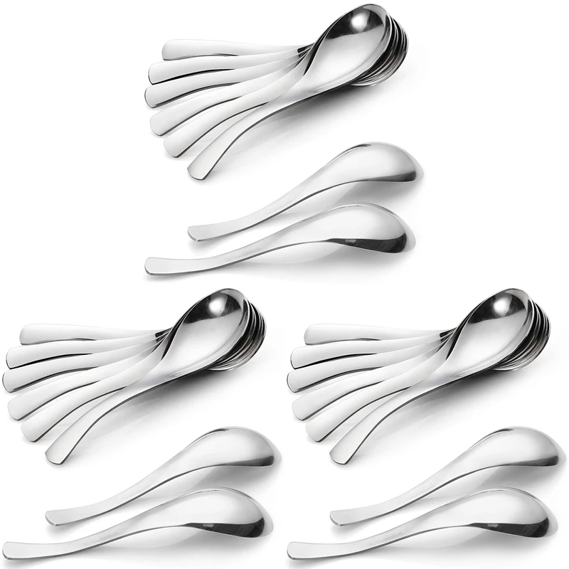 24 Pack Soup Spoons, Stainless Steel Soup Spoons, Thick Heavy-Weight Table Spoons