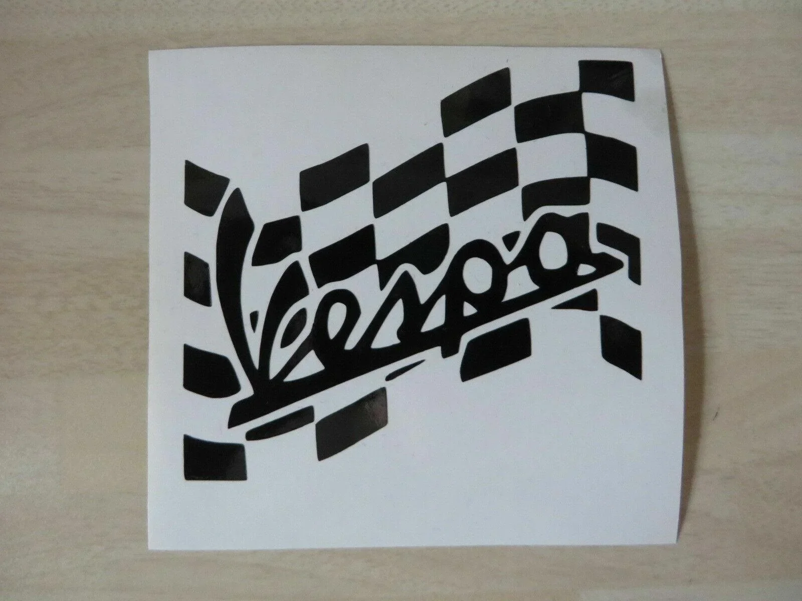 

For Vespa Sticker Scooter Sticker Vespa Chequered Flag Black MATT Vinyl 9cm x 8cm