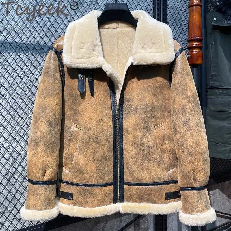 Tcyeek Man Jacket 2022 Winter Thickened Natural Sheepskin Fur Coat Men Casual Short Jackets Genuine Leather Coats Jaquetas LM338