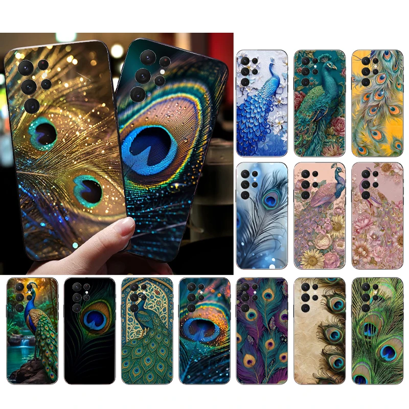 

Phone Case For Samsung Galaxy S26 S25 S24 S23 S22 S21 Ultra S24 S23 S22 S21 S25 Plus S24 FE Peacock Bird