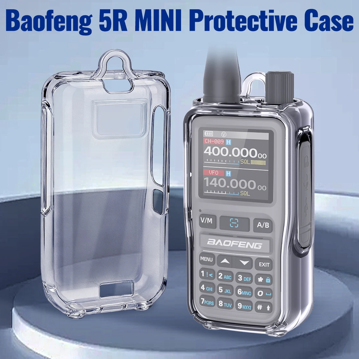 Przezroczyste etui ochronne ABBREE do walkie-talkie, wykonane z materiału TPU, odporne na upadki, trwałe, pyłoszczelne, tylko do radia UV-5R Mini.