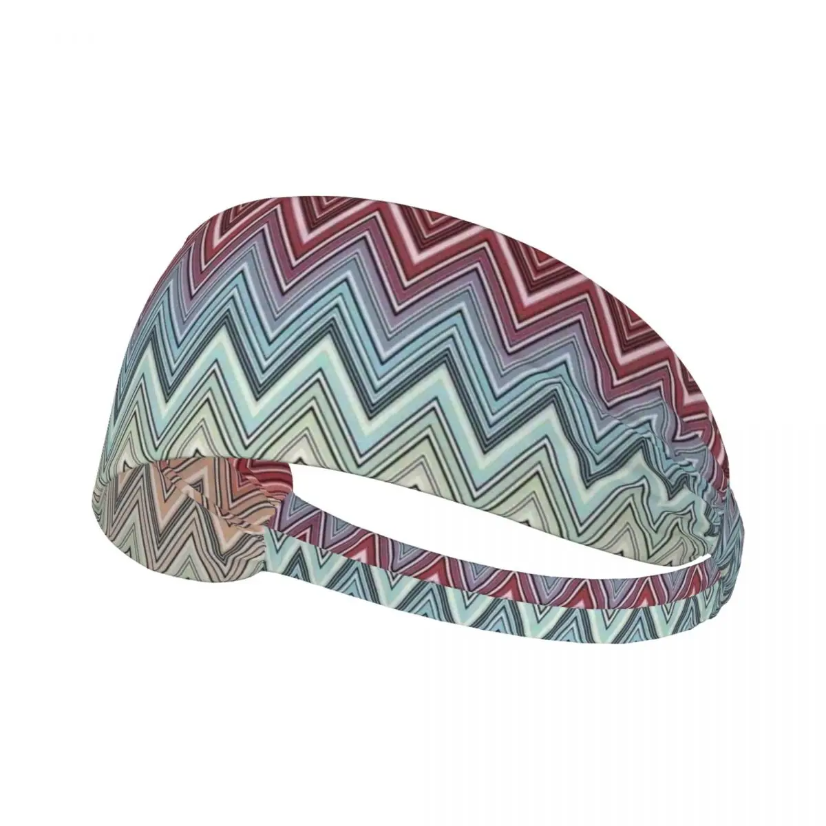 Custom Multicolor Chic Zigzag Workout Sweatbands Men Women Non Slip Absorbent Boho Chic Zig Zag Headband Running