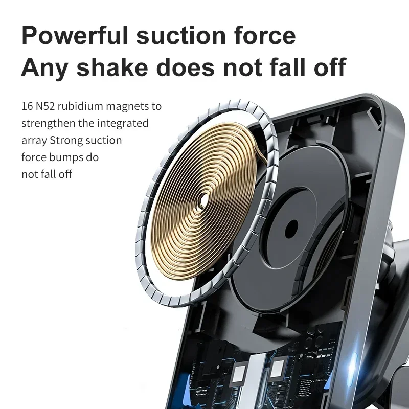 Magnetyczna ładowarka bezprzewodowa 15W z szybkim ładowaniem, uchwyt samochodowy do kratki wentylacyjnej na telefon komórkowy do iPhone'a 16 15 14 13 12, szybka ładowarka stojąca.