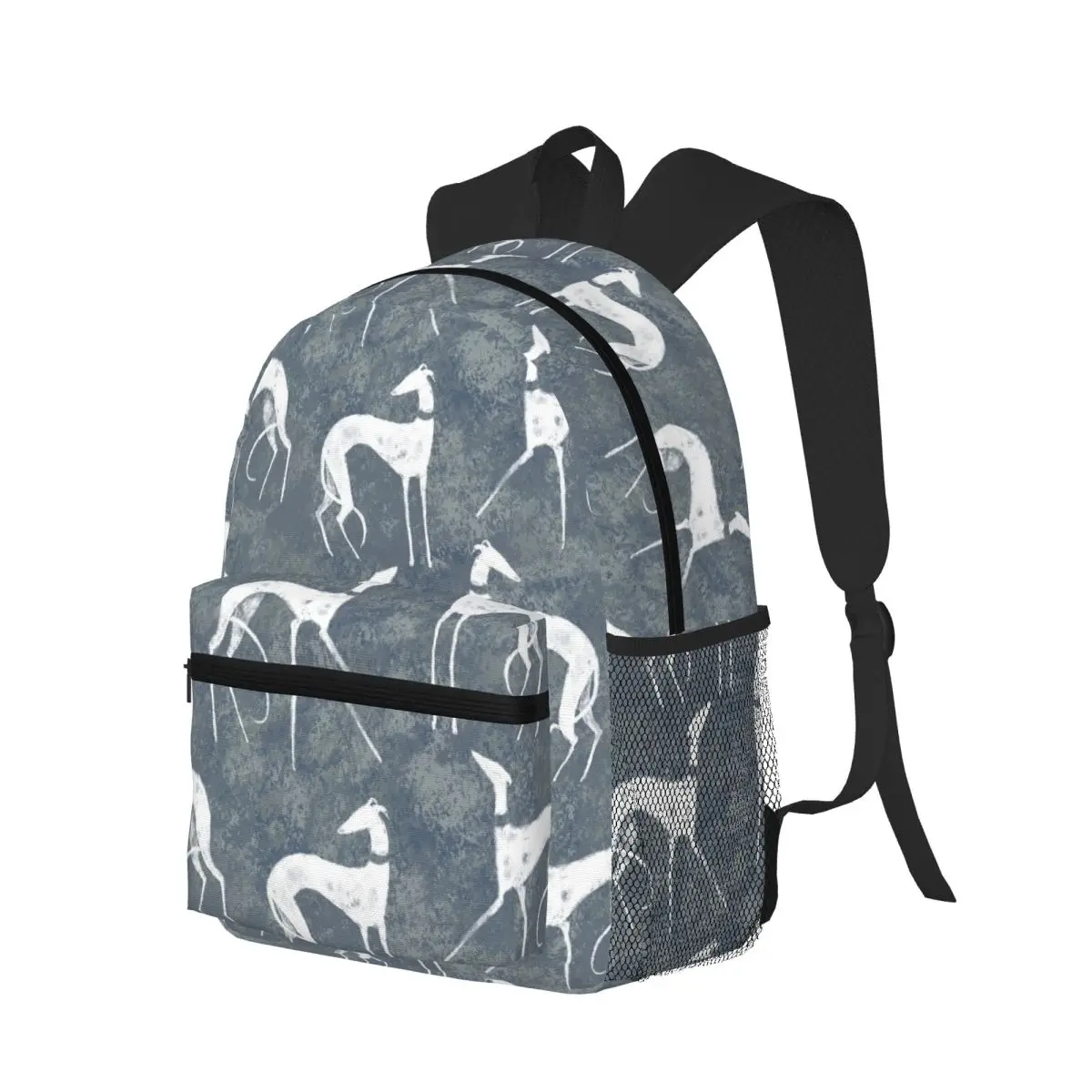 White Galgos Greyhound Sighthound Dog Student Backpack School Bag Hiking Travel Daypack for Boys Girls Bookbag Shoulder Bags