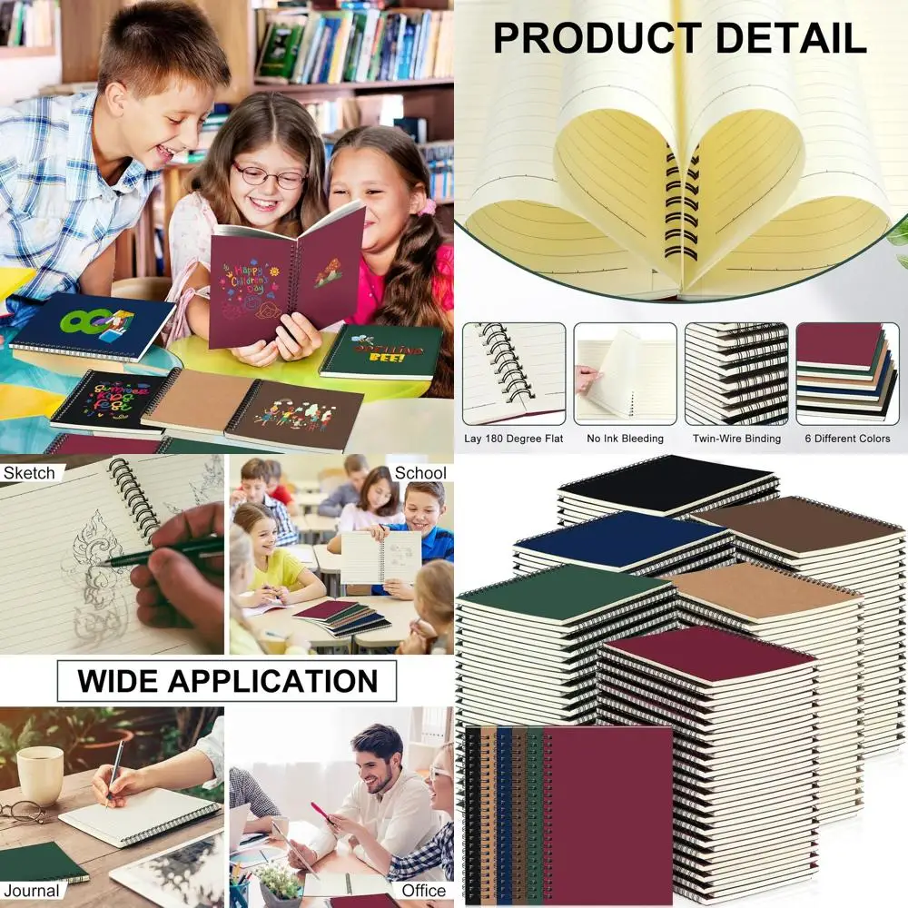 

Блокноты на спирали формата А5, 72 упаковки, для колледжа, 8,3 x 5,5 дюйма, бумага в линейку, идеально подходит для Рождества, офиса, школы