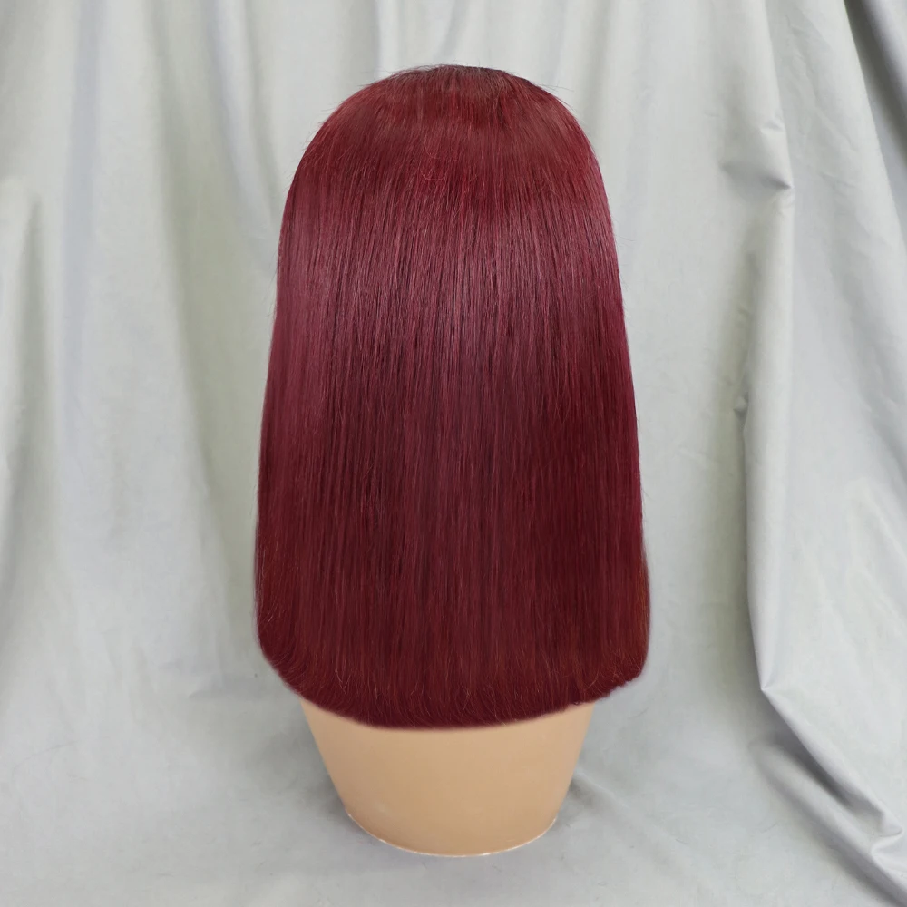 Burgundy 99J 200% Density 13x4 Lace Frontal Straight Human Hair Short Bob Wigs Lace Front Wigs Brazilian Remy Bob Wigs For Women