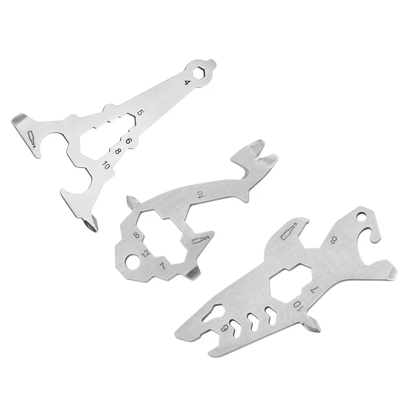 Outdoor Tools Wrench Bottle Opener Screw Tool Card Shark Style Stainless Steel Multi-Tool Card