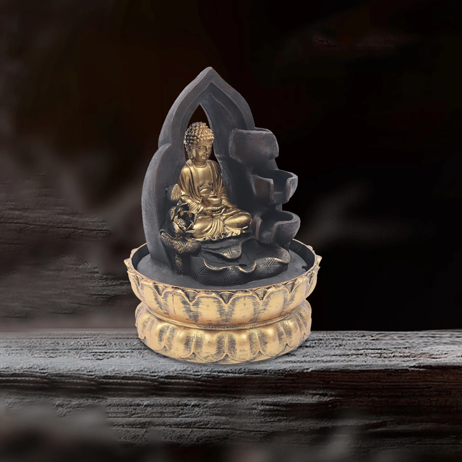 Buddha Tabletop Waterfall Fengshui Meditation Relaxing Indoor Decoration Waterfall Kit with Circular Water Flow for Home