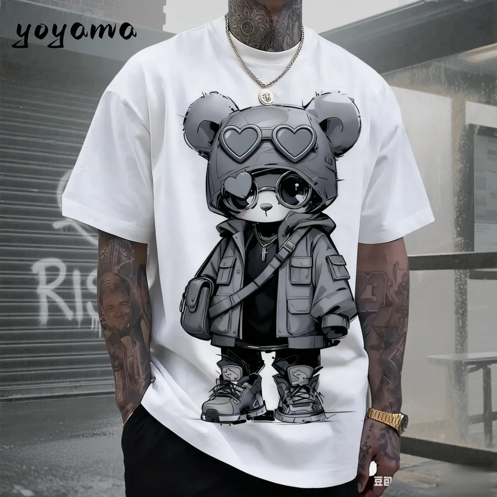 Summer Fun Retro Bear 3D-Druck-Herren-T-Shirt für lässige Streetwear, schnell trocknendes und atmungsaktives Sport-Kurzarmshirt – Detail 6