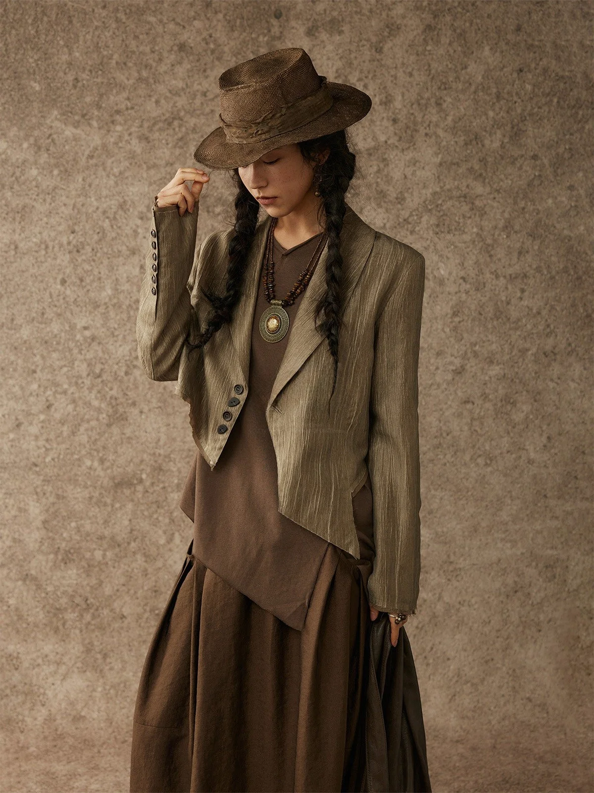 

alpw Champagne Gold Micro Pearl Deconstructed Tailoring Jaet Women's Silk Blend Suit Jaet ort Length Single Button