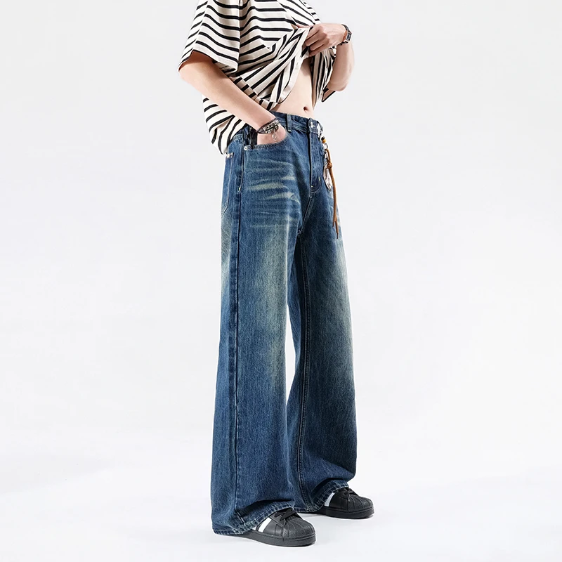 2026 Men Flare Jeans Loose Fit Bootcut Denim Pants Vintage Washed Streetwear Multi-color Men's Trousers No accessories