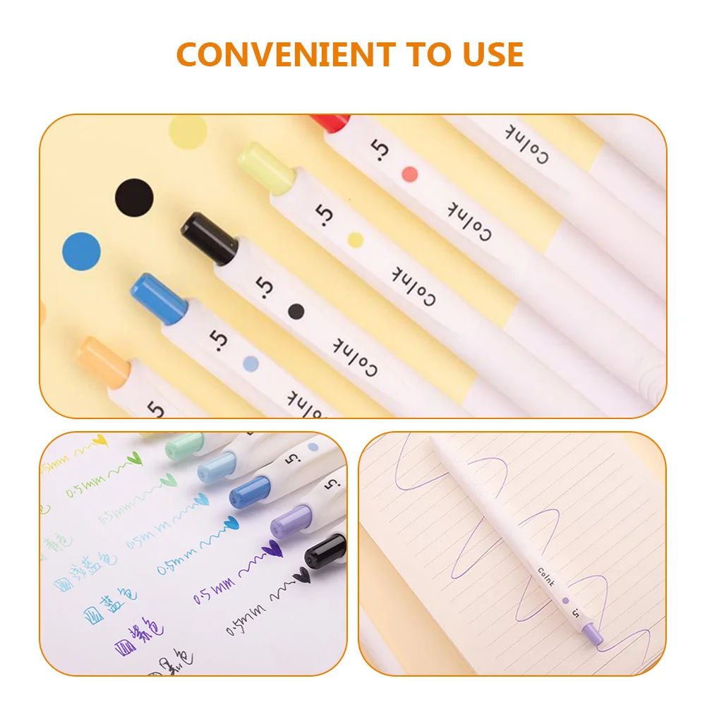 10 Pcs Press Neutral Pen Set Portable Marking Convenient Students Pens Multi-function Drawing Supply Plastic
