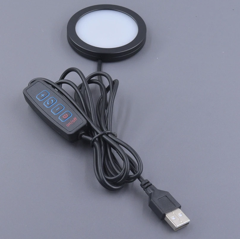 Ultrathin 8mm USB Dimmable Spotlight Surface Mounted 5V Mini LED Circular Simple 3W Ceiling Light Exhibition Cabinet Lamp