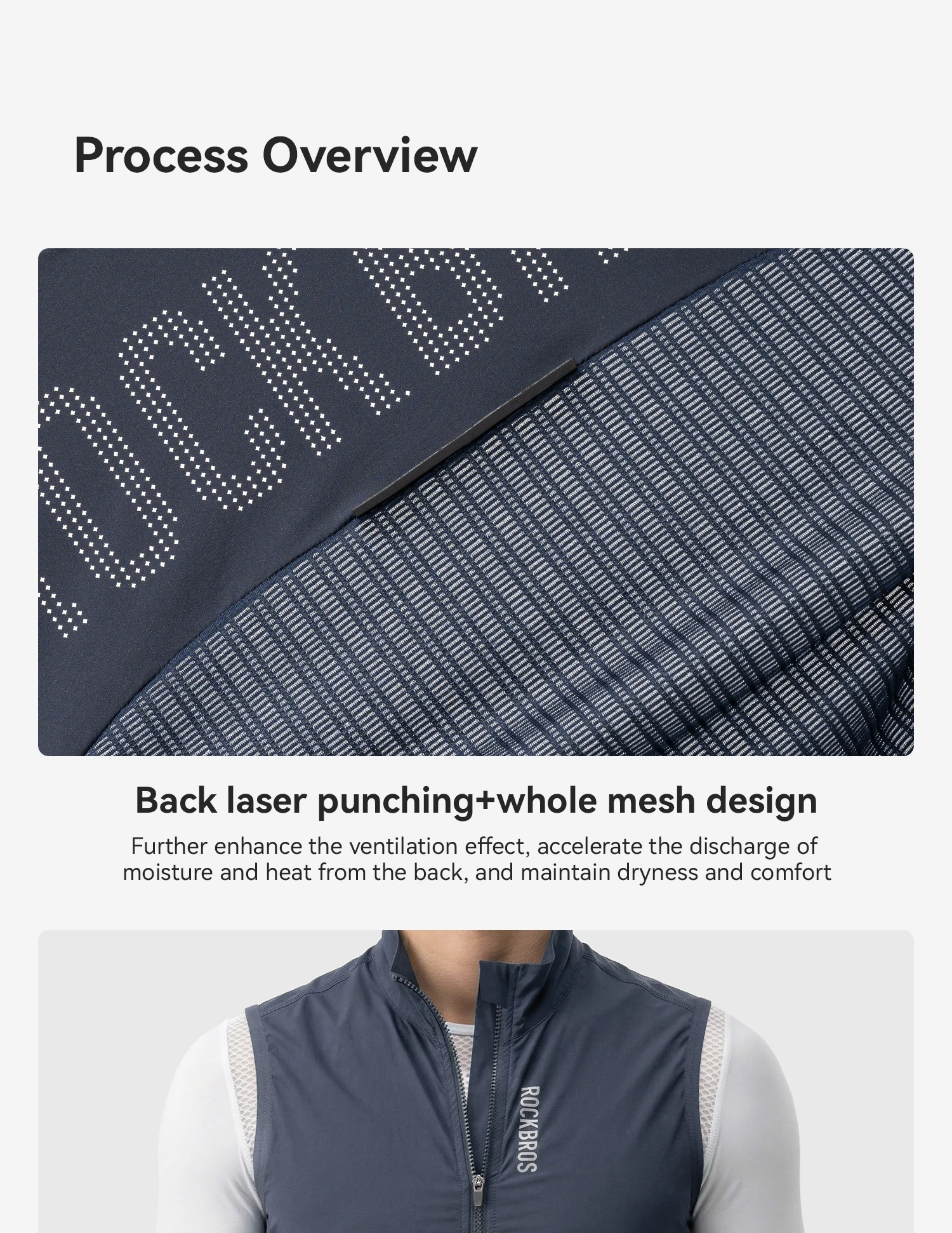 ROCKBROS Sommer Radfahren Weste Leichte, Tragbare Atmungsaktive Ärmellose Jacke Windjacke Mantel Outdoor Sport Radfahren Kleidung – Detail 14