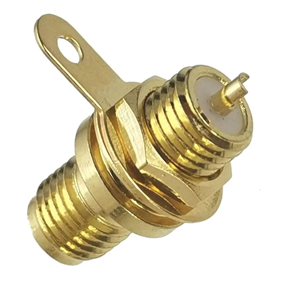 2PCS SMA Female Panel Mount Straight Solder Type Connectors - Perfect for Antenna, Router & RF Coaxial Cable Applications