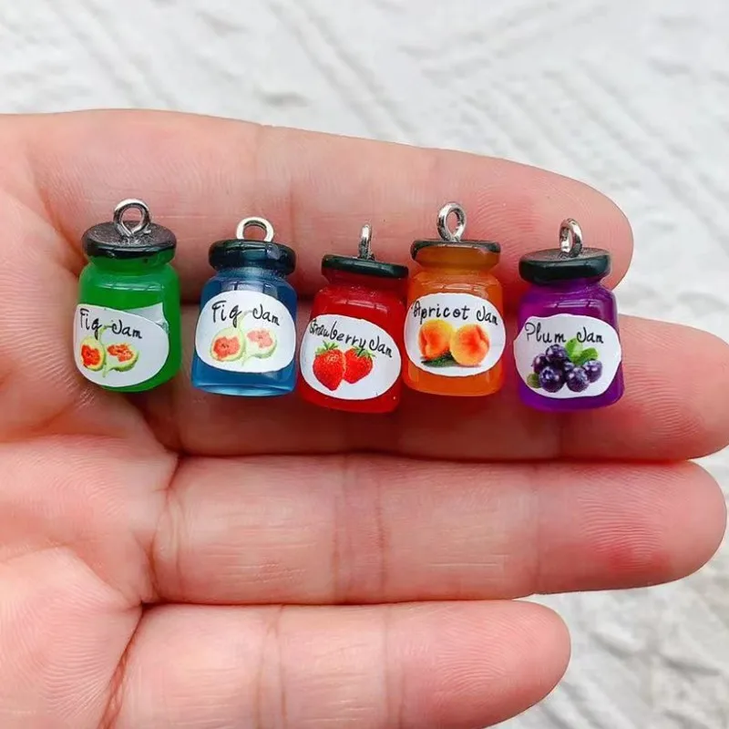 10pcs/pack Strawberry Apple Fruit Jam Resin Earring Charms DIY Cute Food Pendants For Bracelet Keychain Jewelry Make