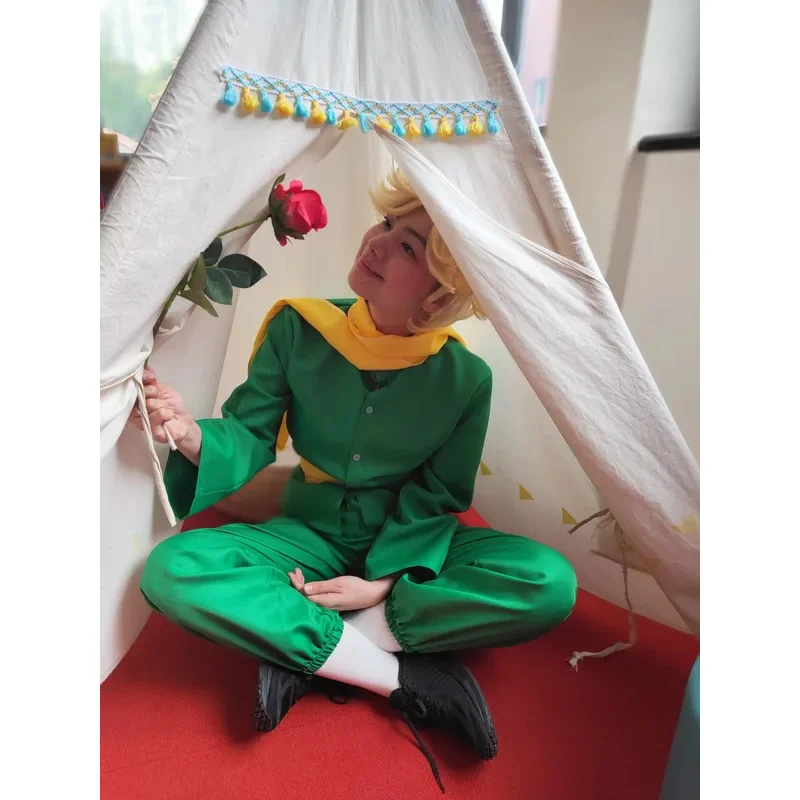 أزياء أنيمي الكرتونية للأمير الصغير التأثيرية للبالغين والرجال والنساء والأطفال بدلة خضراء لحفلات الهالوين وأعياد الميلاد