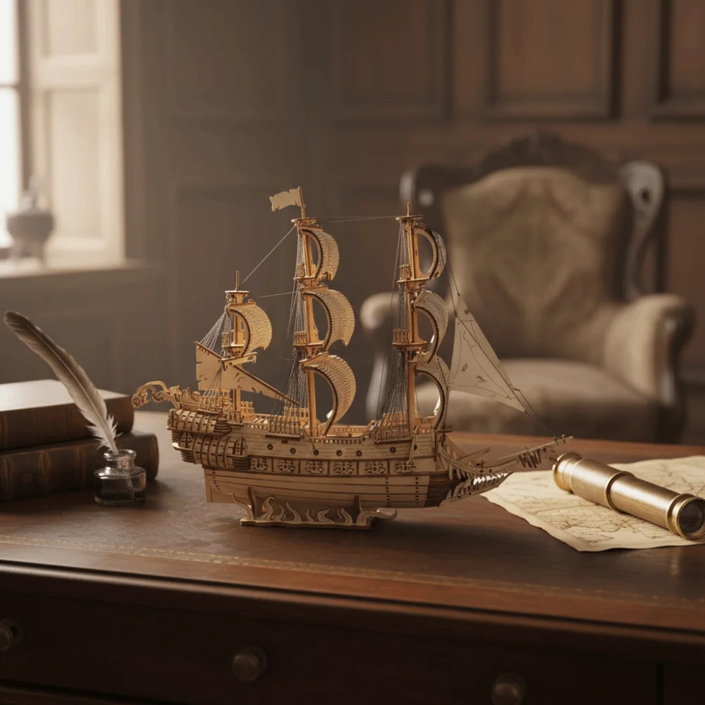 Fotografia 6: Quebra-Cabeça 3D de Navio Holandês em Madeira, Modelo Clássico de Construção 3D DIY, Kit de Montagem para Crianças, Decoração para Casa