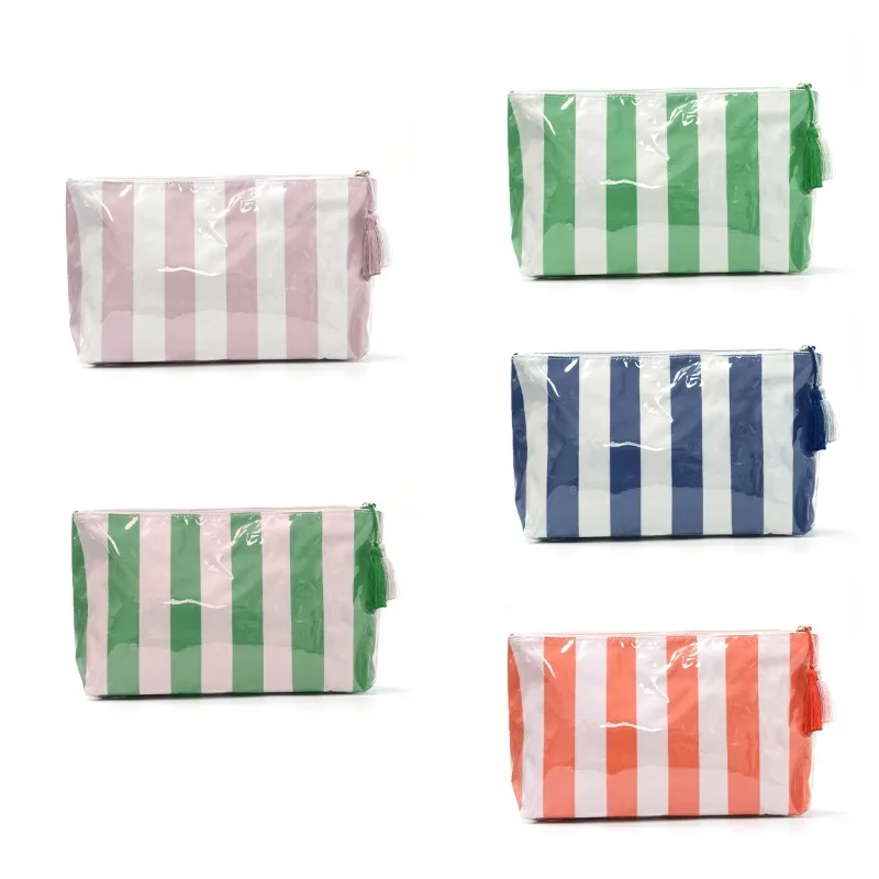 Feihong Cross-border Striped Cosmetic Bag High Value Large Capacity Cosmetics Storage Bag Commuter Portable Travel Cosmetic Bag
