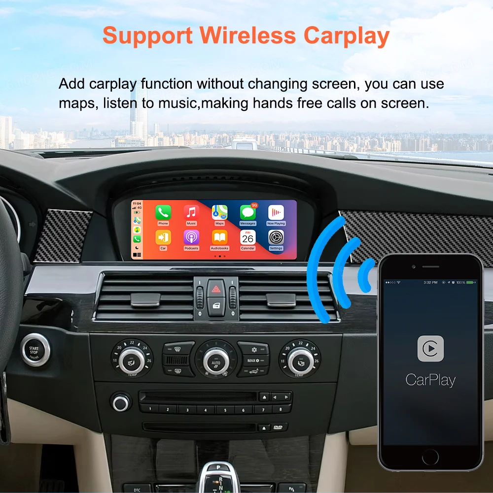 Bonroad Wireless Carplay Android Auto Decoder Box For BMW CIC System 3/5 Serie E60 E61 E90 E92 X1 E84 X3 F25 X4 F26 X5 E70 X6 E71 F10 F01 F07 Support Android Auto Mirror Link Navigation view 6