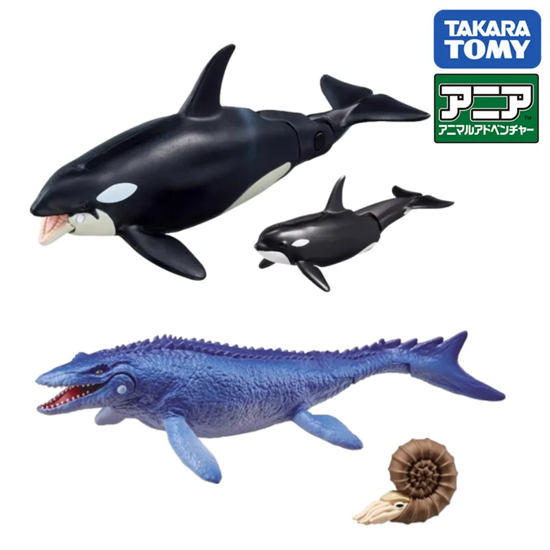 TOMY Simulated Marine Animal Killer Whale Model Dinosaur Mosasaurus Figure Children's Toy Cool Doll Ornament Birthday Gift