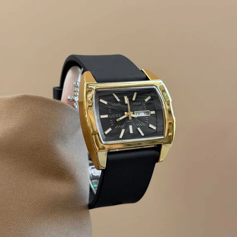 Silicone Strap Quartz Watch, Large Dial, Casual Style, Student Watch, Wholesale Supplier, Square Watch, Women'S Wristwatch.