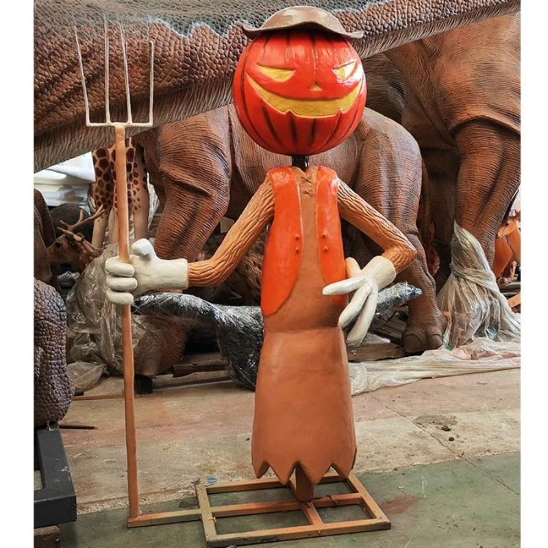 Handmade Animated Pumpkin Scarecrow Halloween Park Decoration Shopping Mall Adventure Simulation