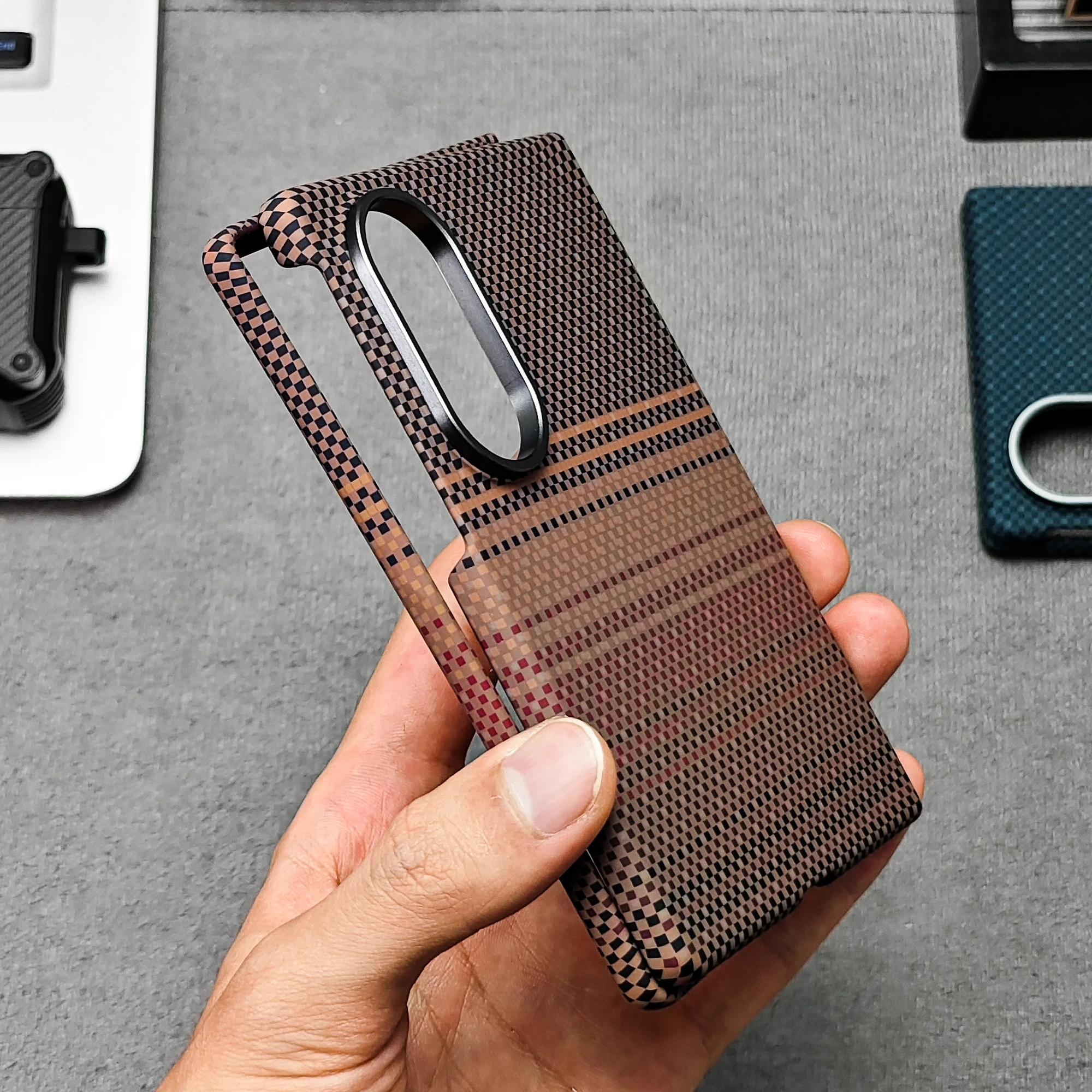 Case For Samsung Galaxy Z Fold 8 Wide Hard PC Carbon fiber Printed Striped Lightweight Phone Cover For galaxy z fold8 wide Shell