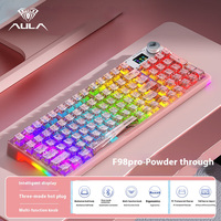 AULA F98 Pro Mechanical Keyboard W/ Rotate Button RGB Backlit Customized Screen Tri-Modes Game Esports Special Carved 95 Keycaps