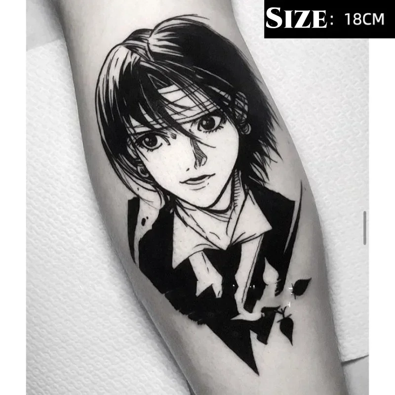Hunter X Hunter Temporary Tattoos AnimeCartoon Chrollo Lucilfer Black Waterproof Fake Tattoo Sticker Body Art Transfer Tatoo