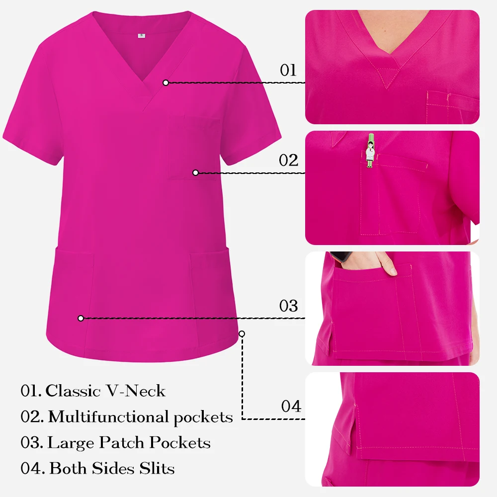 Women 4-way Stretch Nursing Uniforms Medical Scrub Set Doctor Nurse Outfit Pediatric Surgical Scrubs Beauty Salon Workwear S21
