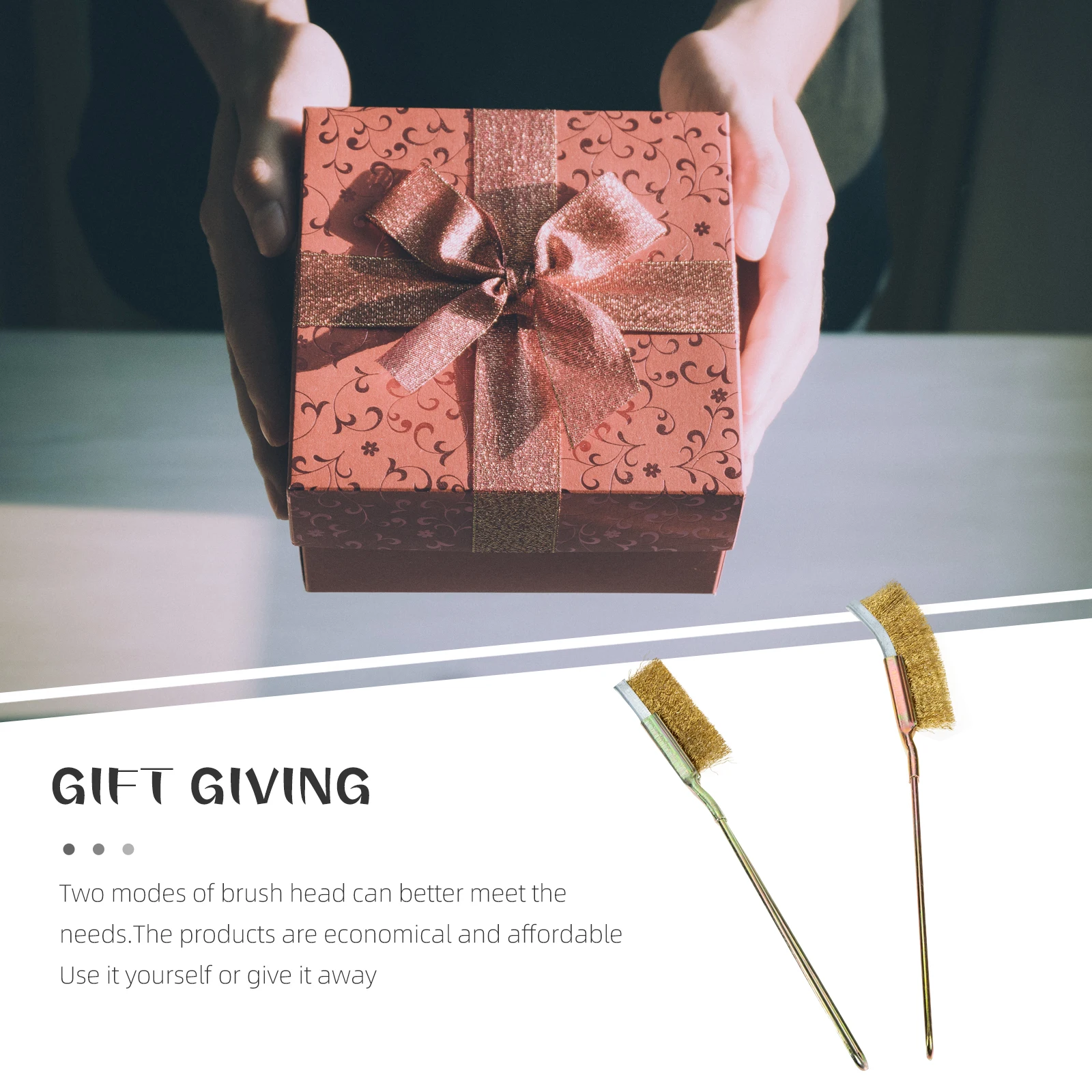 

2pcs Copper Wire Brush Bristle Free Grill Rack Cleaner Lightweight Compact Rust Removing BBQ Scrubber Durability Ergonomic H