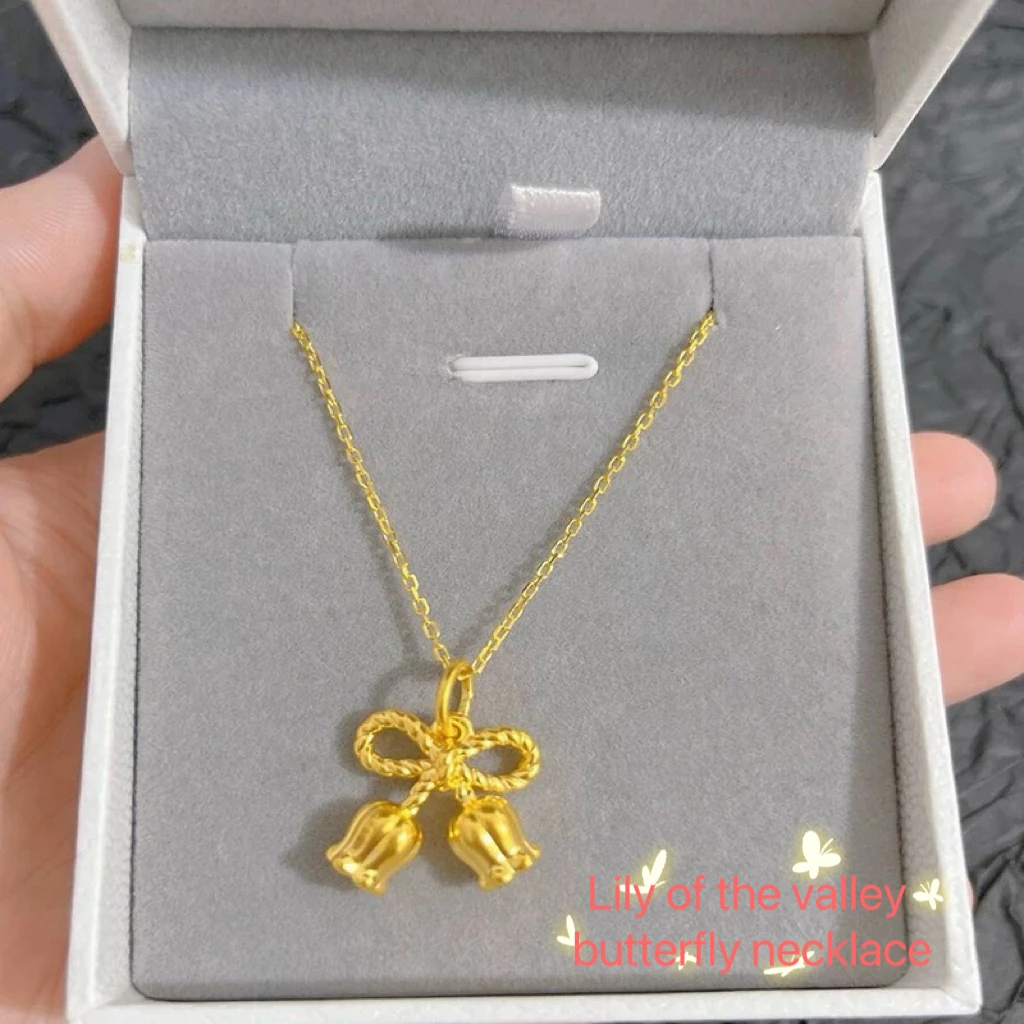 

New China bellflower open happiness rattle flower bow senior pendant Fairy boudoir necklace gold-plated jewelry