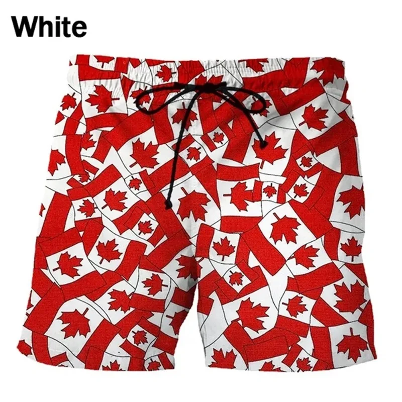 Summer Leisure Vacation Beach Shorts 3D Printing Canada National Flag Graphic Surf Board Shorts Mens Swimming Trunks Beachwear