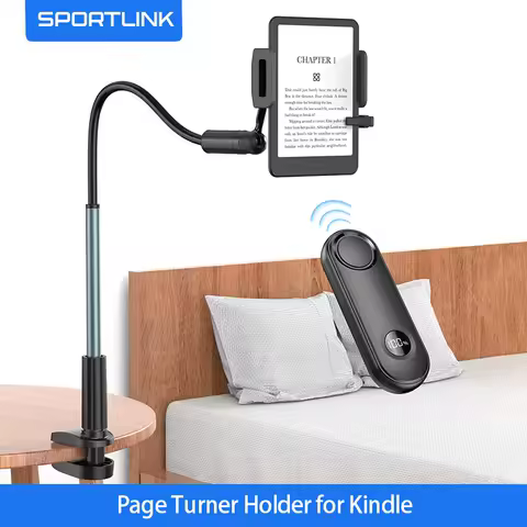 SPORTLINK Page Turner Holder for Kindle Gooseneck Reader Mount Adjustable Hands Free E-Reader Stand Compatible with Kindle Kobo
