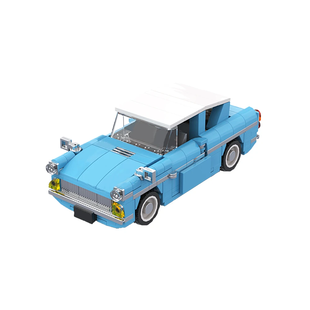 

MOC Weasley's Flying Ford Anglia Model Building Block Set Magic Movie Blue Flying Car Assembly Brick Adult Toy