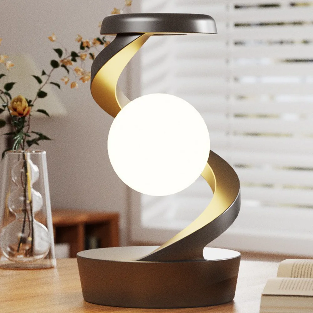 Creative Table 3D LED Lamp RGB Floating and Spinning in Air with LED Moon Lamp Floating Moon Table Lamp for Bedroom Novelty Gift