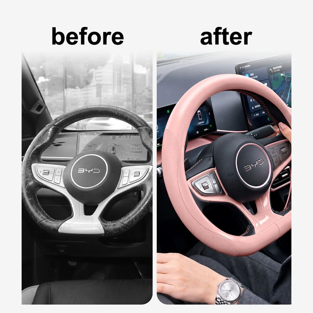 Fit For New BYD Seagull 2023-2026 Leather Steering Wheel Cover Car Accessorie Anti Slip And Wear-resistant Handlebar Cover