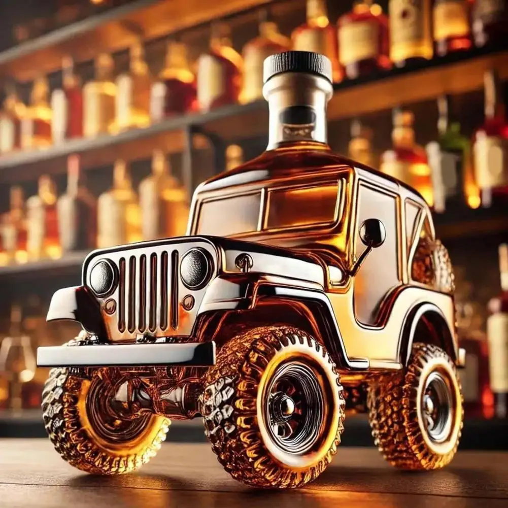 400ml Car Whiskey Decanter Vintage Glass Jar Wine Bottle For Grandfather Dad Husband Whiskey Lovers Gift Home Bar Decoration