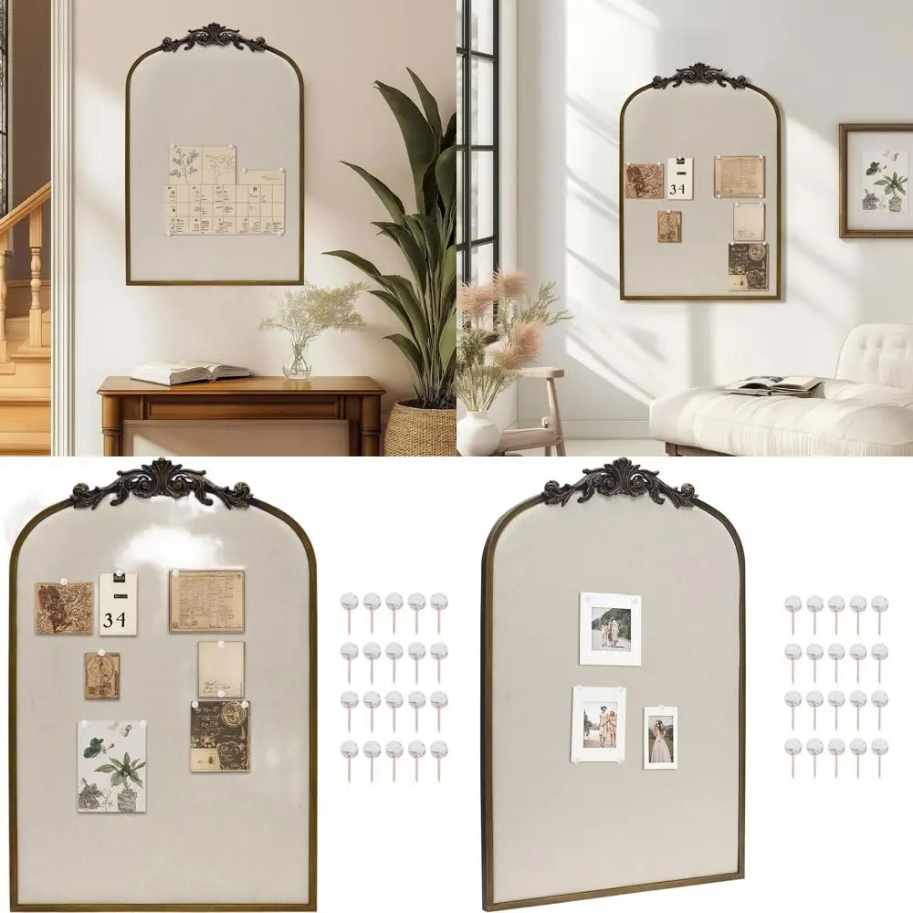 

Элегантная доска из античного золота, винтажная пробковая доска 24x36 с декоративной железной рамой для настенного дисплея и организации