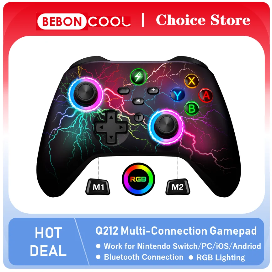 BEBONCOOL Q212 Wireless Gamepad for iOS/Android/Switch/Switch Lite/Switch OLED Controller with Programmable Turbo