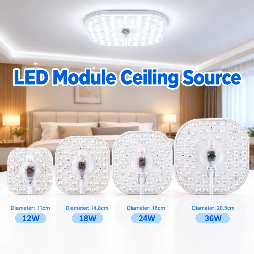 AC220V LED Module Ceiling Light Source 12W 18W 24W 36W Square LED Panel Lamp Board Ceiling Lamp for Bedroom Living Room Lighting