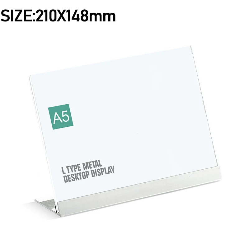 A4/A5 Metal Base Frame L-Style Menu Board Acrylic Display Card Board Coffee Price List MenuTable Poster Photo Picture Display