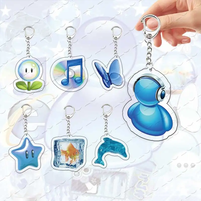 Y2K frutiger aero Keychains For Accessories Bag Charm Acrylic frutiger aero Keyrings Pendant Jewelry Fans Friends Giftr