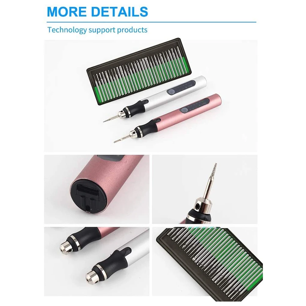 

PA-Rechargeable Cordless Mini Engraver Pen DIY Engraving Tool Kit for Metal Glass Ceramic Plastic Wood Jewelry Stencils