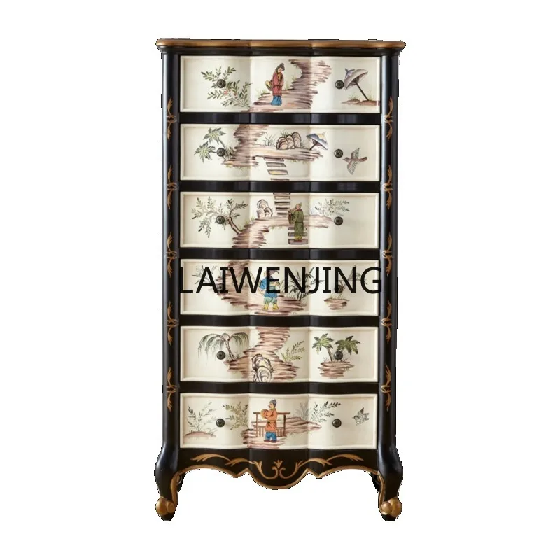 LYN American 6-bucket porch cabinet Solid wood household wall storage drawer cabinet