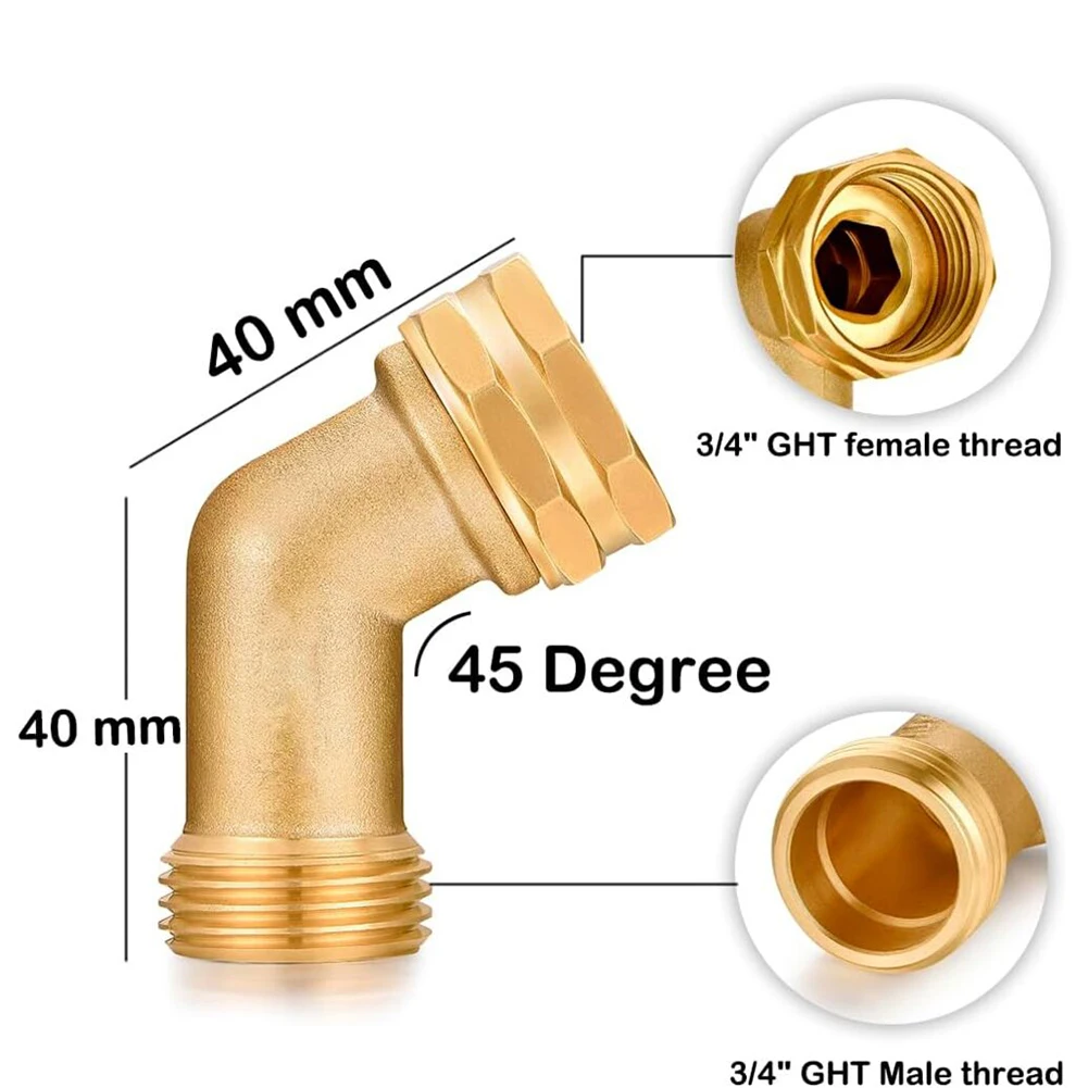 1/3pcs Garden Hose Elbow 3/4 Inch 45 Degree Brass Outdoor Hose Extension Fitting Elbow Adapter For Gardens Lawns RVs