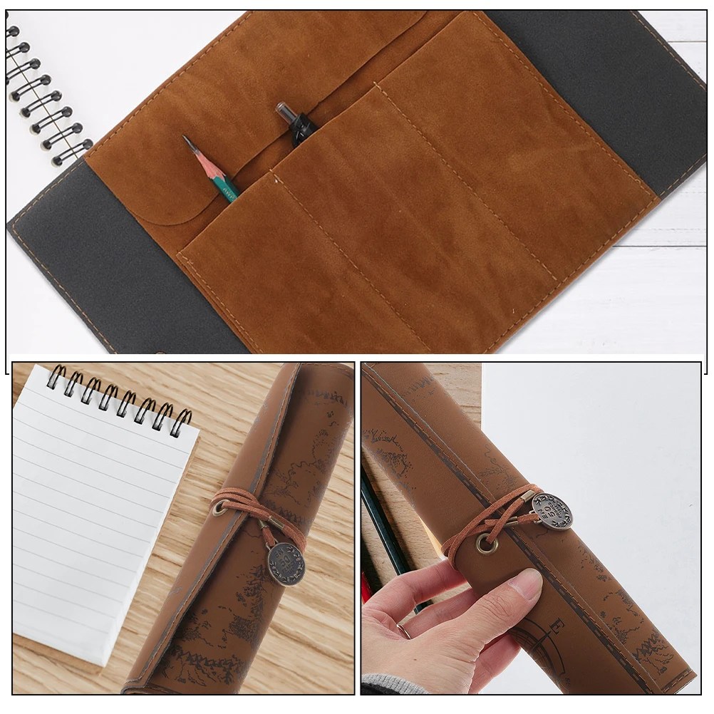 

2pcs Retro Canvas Pen Bag Pencil Organizer Wrap Portable Large Capacity Vintage Style Students Supplies AntiWear Practical