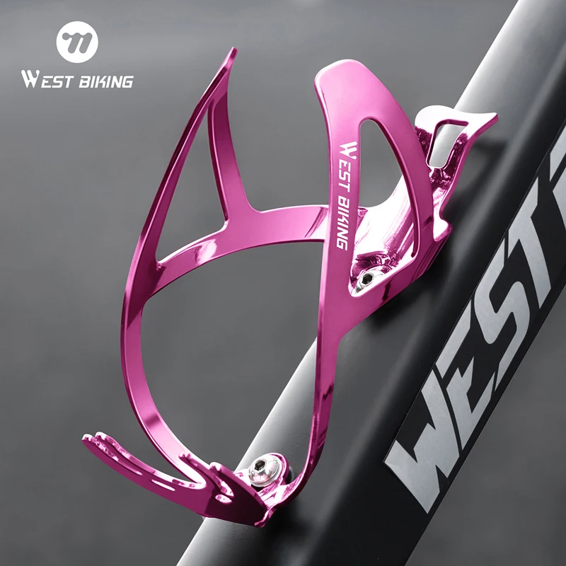 WEST BIKING Aluminum Alloy Bicycle Water Bottle Cage Lightweight Electroplated Multicolor Cycling Bottle Holder Bike Accessories