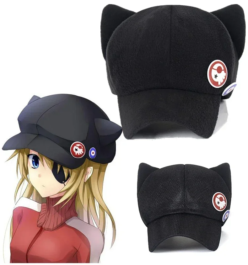 New Anime Asuka Langley Soryu Cosplay Cute Cat Ears Cotton Hat Unsiex Adult Baseball Mesh Cap Badge